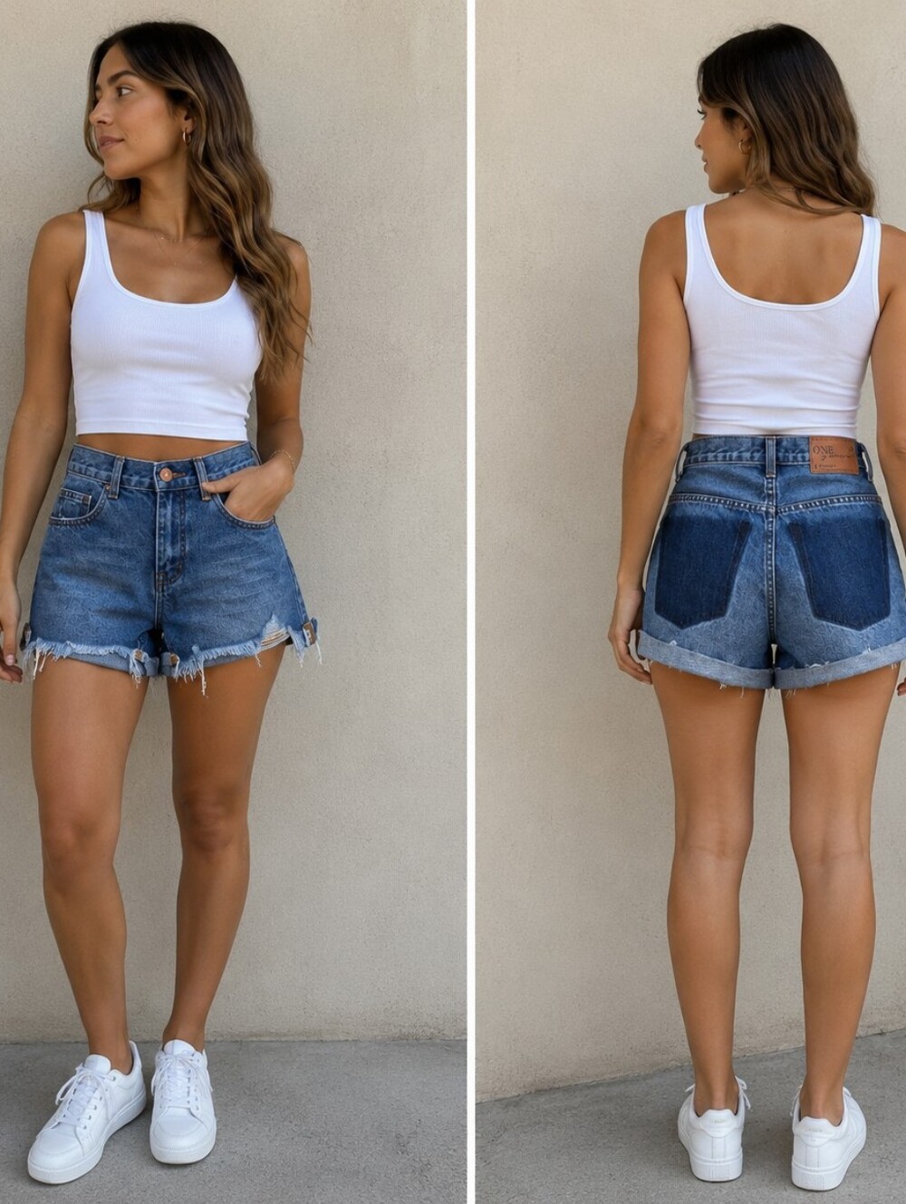 One X Oneteaspoon blue denim shorts with frayed hems